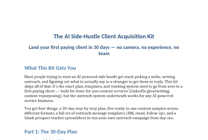 give you an ai side hustle client acquisition starter kit